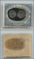 23791 SAN MARINO - SERVIZI - 1931 - Segnatasse - 40 Cent Su 5 (41b) Con Nero E Argento Spostati - Gomma Originale - Autres & Non Classés