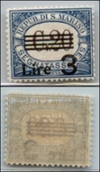 23799 SAN MARINO - SERVIZI - 1940 - Segnatasse - 3 Lire Su 20 Cent (63) - Gomma Integra Con Falle Naturali (112) - Sonstige & Ohne Zuordnung