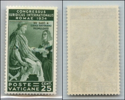 23826 VATICANO - POSTA ORDINARIA - 1935 - 25 Cent Giuridico (43) - Gomma Integra - Ben Centrato - Autres & Non Classés