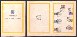 23838 VATICANO - POSTA ORDINARIA - 1939 - Sede Vacante (61/67) - Serie Completa Usata Su Folder Dell'emissione - 20.2.39 - Autres & Non Classés