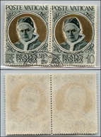 23855 VATICANO - POSTA ORDINARIA - 1951 - 10 Lire Pio X (146a) Con Ritocco - Coppia Orizzontale Usata - Sonstige & Ohne Zuordnung