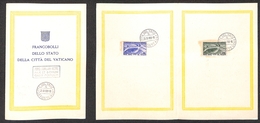 23861 VATICANO - POSTA AEREA - 1949 - P.Aerea - UPU (18/19) - Serie Completa Usata Su Folder Dell'emissione - 20.10.50 - Autres & Non Classés