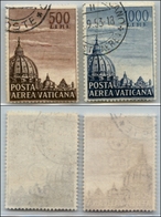 23864 VATICANO - POSTA AEREA - 1953 - Posta Aerea (22/23) - Serie Completa Usata Con Filigrana Lettere Centrali In Verti - Andere & Zonder Classificatie