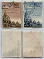 23864 VATICANO - POSTA AEREA - 1953 - Posta Aerea (22/23) - Serie Completa Usata Con Filigrana Lettere Centrali In Verti - Sonstige & Ohne Zuordnung