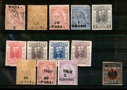 23954 ESTERO - ALBANIA - 1914 - Tredici Valori (41/44 + Non Emessi IIa + IIc /IIf + Segnatasse 6+7+9 + Locale) Su Carton - Altri & Non Classificati