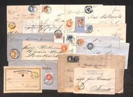23989 ESTERO - AUSTRIA - 1850/1883 – 16 Lettere E Buste + Una Cartolina Del Periodo Con Diverse Affrancature – Interessa - Autres & Non Classés