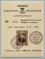 24251 ESTERO - CONGO BELGA - 1937 - Foglietto Premiere Esposition Philatelique Leopoldville Con 1,25 Franchi + 5 Cent - Andere & Zonder Classificatie