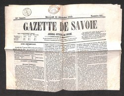 24300 ESTERO - FRANCIA - Giornale “Gazette De Savoie” Con Impressione Postes B 2 Cent Chambery – Gresy 14.12.53 - Autres & Non Classés