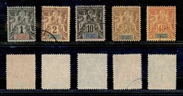 24423 ESTERO - FRANCIA - Madagascar - 1892 - Allegoria "DIEGO-SUAREZ ET DEPENDANCES" (25/26+29+33/34) - 5 Valori Della S - Autres & Non Classés