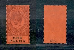 24579 ESTERO - GIBILTERRA - 1912/1924 – 1 Pound (SG 85) – Nuovo Con Gomma - Sonstige & Ohne Zuordnung