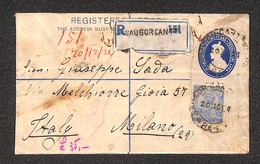 24661 ESTERO - INDIA -  Intero Postale 2 Annas + 3 Annas (Mich.  104a) – Raccomandata Da Saugorcantt A Milano Del 20.12. - Andere & Zonder Classificatie