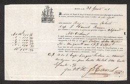 24761 ESTERO - MALTA - 1841 – Ricevuta Di Carico Per Trasporto Marittimo – Molto Bella E Fresca - Andere & Zonder Classificatie