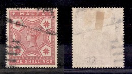 24766 ESTERO - MALTA - 1886 – 5 S. Regina Vittoria (Mich. 11) – Usato - Autres & Non Classés