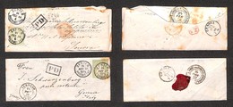 24896 ESTERO - SVIZZERA - 1857/1858 – Due Bustine Da Zurigo A Genova Col 40 Cent (17) - Autres & Non Classés