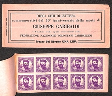 25069 VARIE - VARIE - Chiudilettera – Giuseppe Garibaldi – Libretto Con 10 Vignette - Autres & Non Classés