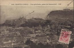 Daguin Monté Carlo Climat Incomparable Tous Les Sports 29 4 1928 CPA Vue Générale Prise De Beausoleil YT 79 X2 Monaco - Storia Postale