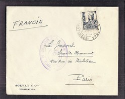 ENVELOPPE GUERRE ESPAGNE Cachet De Censure 1937 CENSURA MILITAR TORRELAVEGA Solvay Cia - Marques De Censures Nationalistes