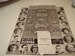 ANCIENNE PUBLICITE BIJOU BURMA UN CADEAU 1938 - Other & Unclassified