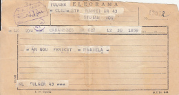 72321- TELEGRAMME SENT FROM CLUJ NAPOCA TO CARANSEBES, 1960, ROMANIA - Telégrafos