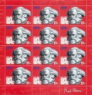 Russia 2018 Sheet Karl Marx Philosopher Economist 200th Birth Art Portrait Soviet People Sculpture Celebrations Stamps - Karl Marx