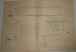 Plan Du Pont En Arc Du Chemin De Fer De Grande Ceinture De Paris. 1885. - Obras Públicas