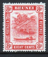 Brunei 8 Cent Scarlet Single Definitive Stamp From 1947. - Brunei (...-1984)