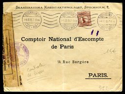 Suède - Enveloppe Commerciale De Stockholm Pour La France En 1915 Avec Contrôle Postal De Dieppe - Cartas & Documentos