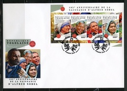 Togo 2018, Alfreed Nobel, Mother Teresa, Mandela, Obama, 4val In BF In FDC - Mother Teresa