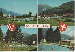 Monthey - Piscine Olypique De La Ville Et Vue Sur La Dent De Morcles - Monthey