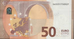 50 EURO ITALIA  SA  S011 "25" - DRAGHI   UNC - 50 Euro