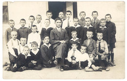 Cpa Carte-photo Groupe De Garçons, école - Ecoles