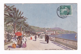 Rare CPA Illustrée Coul. Nice, Boulevard Du Midi, Raphael Tuck & Sons, 761-3 (série De 6), 1907. A Voyagé - Lotes Y Colecciones