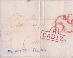 1822 - 1841 , CADIZ  , ENVUELTA CIRCULADA ENTRE PUERTO REAL Y CADIZ  , TIZÓN Nº 3 - ...-1850 Préphilatélie