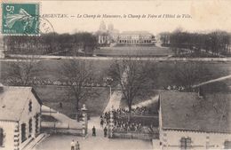 Cp , MILITARIA , ARGENTAN , La Champ De Manœuvre, Le Champ De Foire Et L'Hôtel De Ville - Barracks