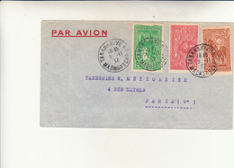 Tananarive To Paris, Cover 1937 - Lettres & Documents