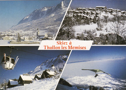 CPSM THOLLON-LES-MEMISES - Le Grand Roc, Le Télécabine, Le Village, Delta-plane (A197) - Thollon