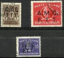 Trieste Zone A - 1947 Concessional Letter Post Set Of 3 Used  SG CL44-6  Sc EY1-3 - Fiscale Zegels