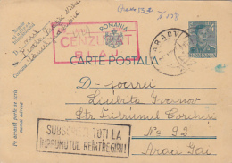 72324- KING MICHAEL POSTCARD STATIONERY, CENSORED BLAJ, WW2, 1941, ROMANIA - Cartas & Documentos