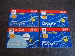 SERIE DE 4 CARTES A PUCE LAVAGE TOTAL PUCES SA1 T.B.E !!! - Lavage Auto