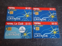 SERIE DE 4 CARTES A PUCE LAVAGE TOTAL PUCES SO3 T.B.E !!! - Car-wash