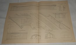 Plan D'un Pont Biais En Maçonnerie Sous Le Chemin De Fer De L'Est Près De La Station D'Est Ceinture à Paris. 1885. - Arbeitsbeschaffung