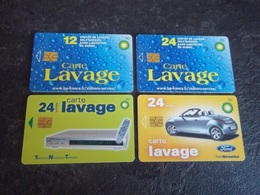 LOT DE 4 CARTES A PUCE LAVAGE BP AVEC 2 SERIES LIMITEES T.B.E !!! - Car-wash