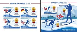 Maldives 2018, Winter Olympic Games In Pyeongchang Winners, Sking, 4val In BF+BF IMPERFORATED - Hiver 2018 : Pyeongchang