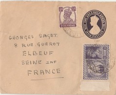 INDIA POSTAGE - ENTIER POSTAL - Enveloppe  - De CALCUTTA Pour ELBEUF (Seine Inférieure ; Seine Maritime ) - - Briefe U. Dokumente