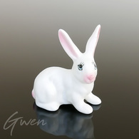 Miniature Ancienne Lapin 4 Cm Biscuit Porcelaine Creuse Animal Figurine Japon - Animaux