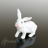 Miniature Ancienne Lapin 4 Cm Biscuit Porcelaine Creuse Animal Figurine Japon - Dieren