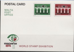 1984 25th ANNIVERSARY OF CEPT UNUSED PRE STAMPED POSTCARD FROM MALTA - 1984