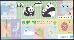 (ja1163) Japan 2018 Animal Series No.1 82y MNH Elephant Panda Koala Giraffe Shoebill Seal Chameleon Sea Otter Lion - Unused Stamps