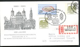 Bund PU117 C2/001 RATHAUS PERLACHTURM AUGSBURG Einschreiben Sost.Luther 1983 - Enveloppes Privées - Oblitérées