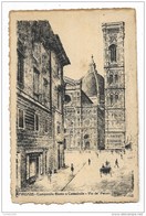 FIRENZE CAMPANILE GIOTTO E CATTEDRALE - VIA DE PECORI - DISEGNO DELITTE  VIAGGIATA  FP - Firenze (Florence)